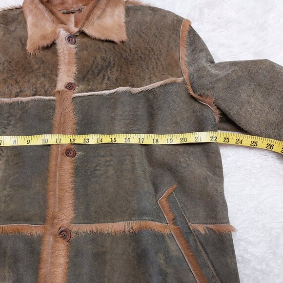 Vintage J.J.G Men's Pony Calfskin Leather Coat Jacket in a light Brown Tan M - Picture 6 of 13